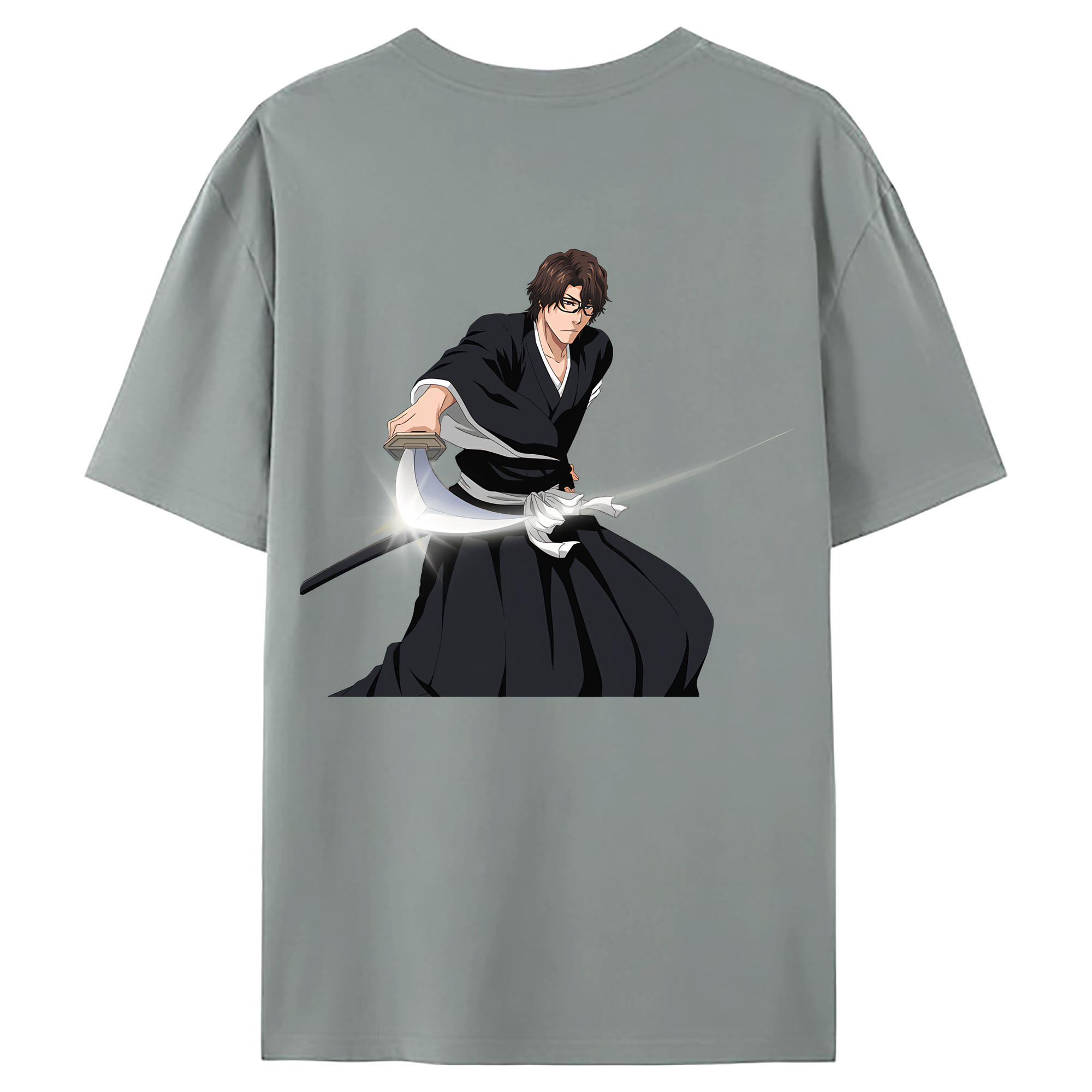 （画像用） ブリーチ 藍染 惣右介（あいぜん そうすけ） BLEACH Aizen Sousuke 綿100％ メンズ半袖Tシャツ（バックプリント） 通気性